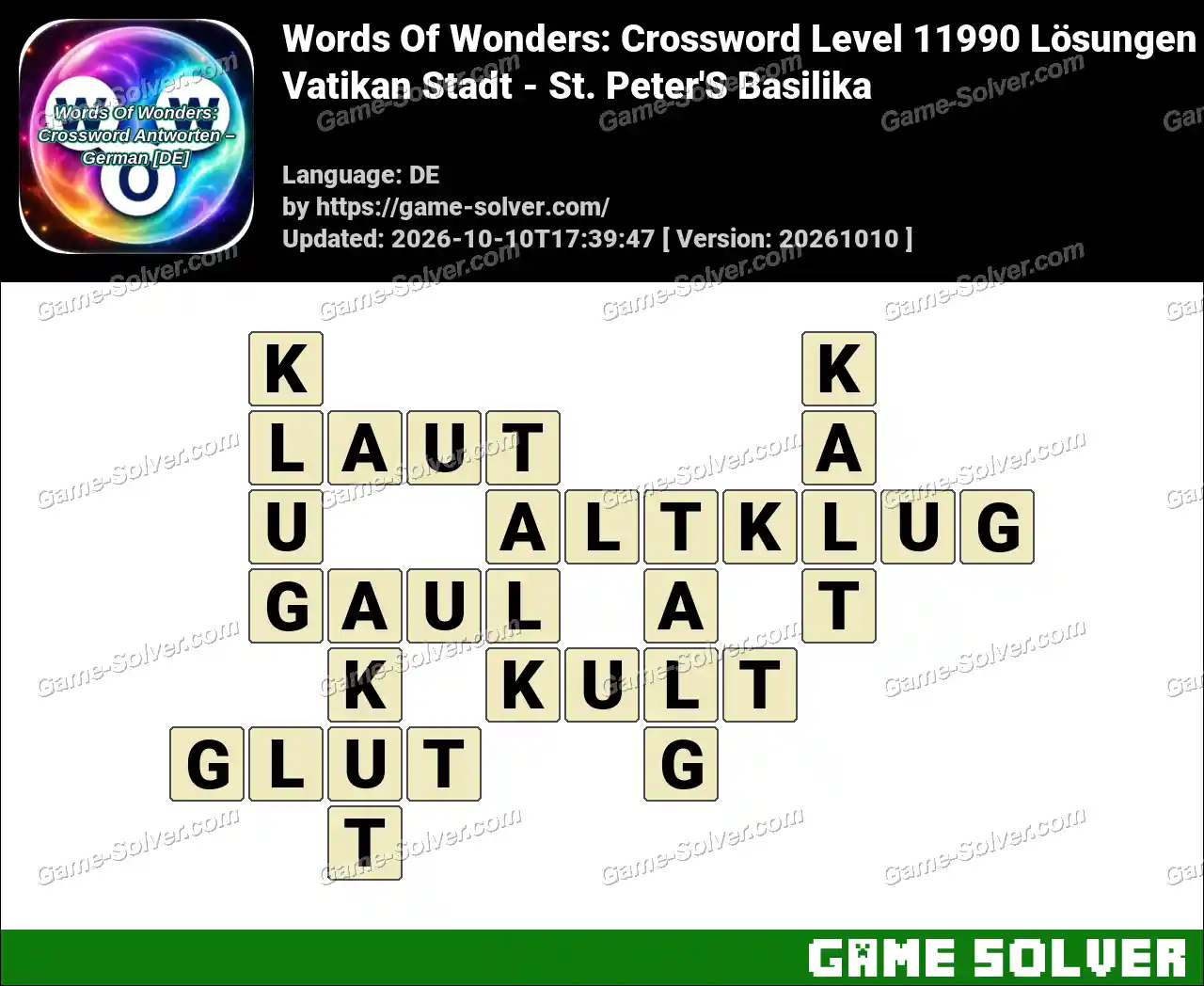 Words Of Wonders: Crossword Level 11990 Lösungen – Vatikan Stadt – St. Peter’S Basilika